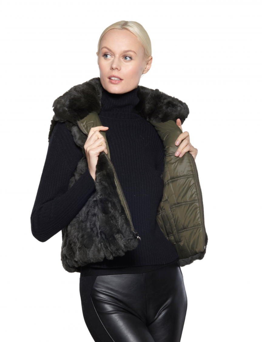 Linda Richards FK260 Rex Rabbit Reversible Vest 6 Colors
